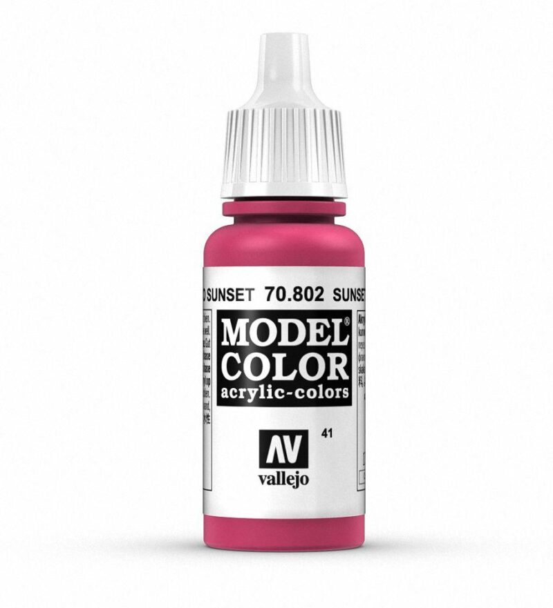 Vallejo Model Color Sunset Pink acrylic paint, ideal for precise applications by artists and modelers.