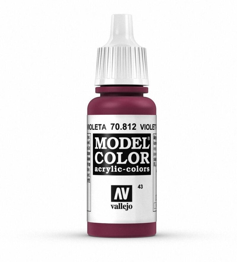 Vallejo Model Color Violeta 70.812 acrylic paint in a sleek squeeze bottle for precise application.
