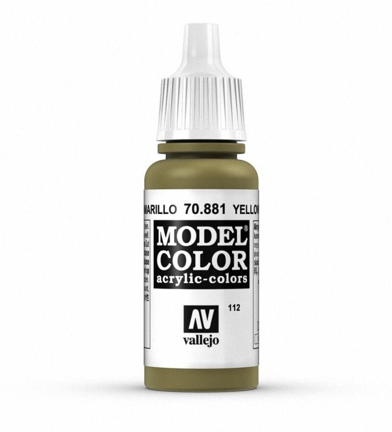 Vallejo 70.881 Model Color acrylic paint in muted olive yellow, perfect for model painting.