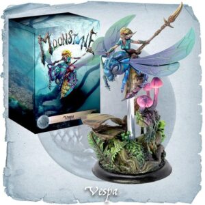 Vespa figure from Moonstone: whimsical fairy on colorful insect, adorned with intricate details.