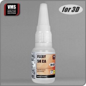 Flexy 5K CA adhesive for 3D modeling, ensuring flexible bonding with precision application.