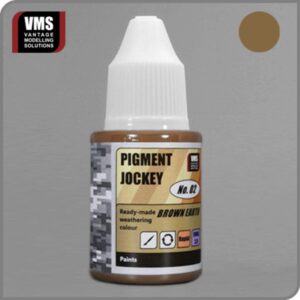 Vantage Modelling Solutions Pigment Jockey Brown Earth paint for realistic model weathering effects.