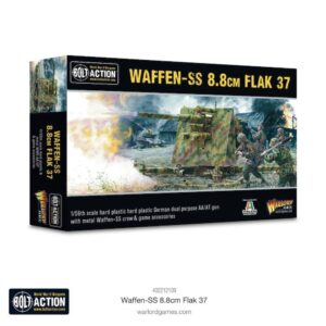 Waffen-SS 8.8cm Flak 37 model box for Bolt Action: durable, detailed, and historically accurate gameplay.