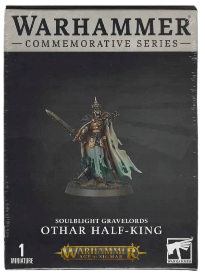 Othar Half-King miniature from Warhammer Soulblight Gravelords Commemorative Series packaging display.