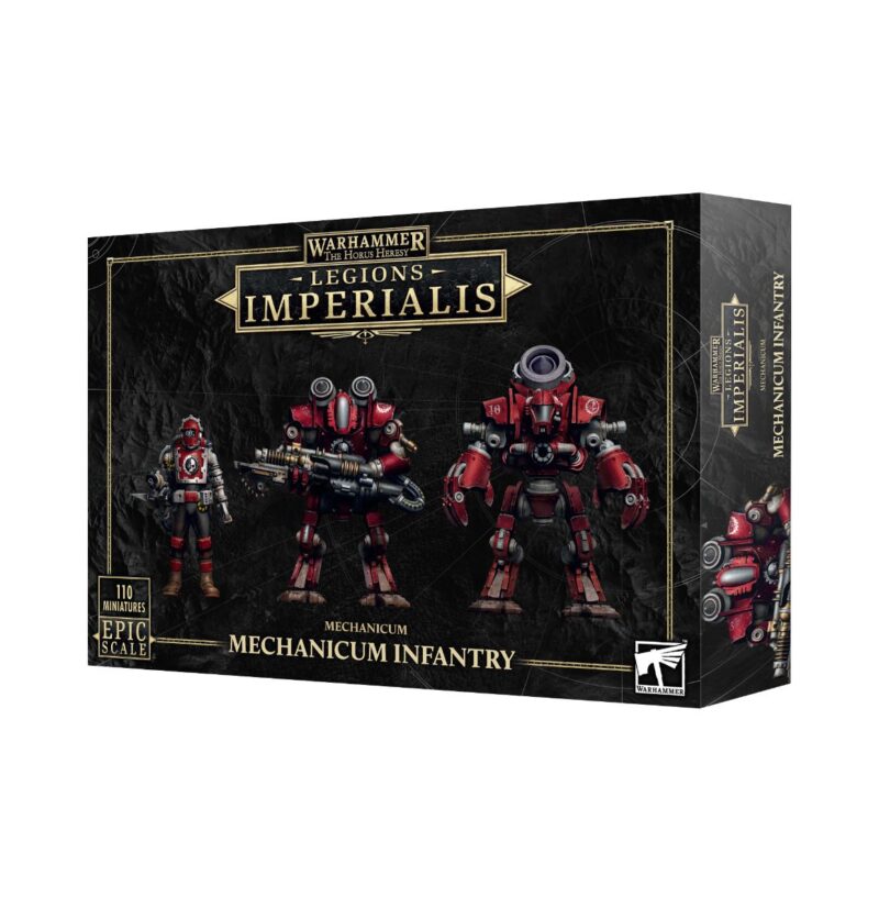 Warhammer Legions Imperialis: Mechanicum Infantry Miniatures box featuring detailed figures and dramatic design.