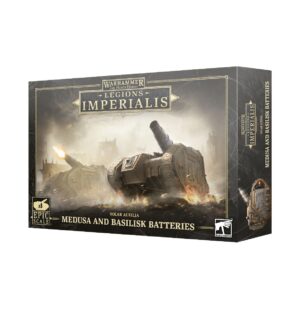 Warhammer Medusa and Basilisk Artillery Set with detailed models and immersive battlefield artwork.