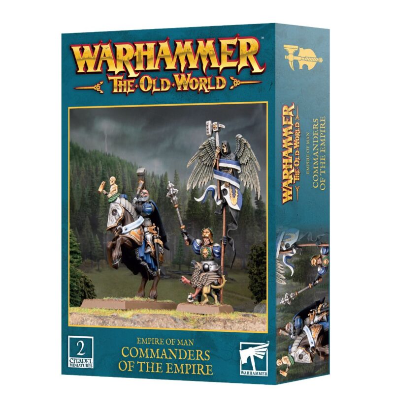 Warhammer: The Old World - Empire Commanders set with detailed miniatures in a fantasy setting.