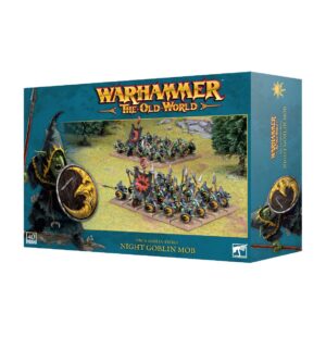 Warhammer Night Goblin Mob set: vibrant miniatures showcasing stealthy goblins in a lush forest.
