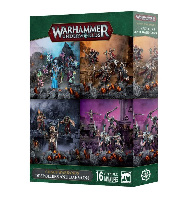 Warhammer Underworlds: Despoilers and Daemons expansion with 16 detailed miniatures for thrilling gameplay.