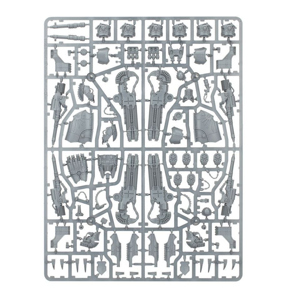 Intricate Warlord Titan model kit sprue with detailed humanoid parts and customizable accessories.