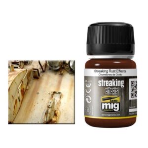 Weathered metal textures paired with MIG paint for authentic model weathering effects.