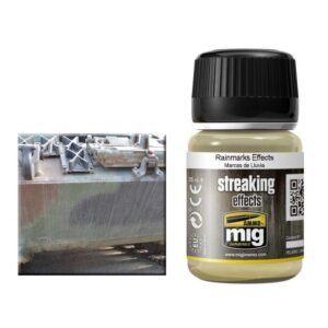 Weathered military vehicle surface paired with MIG paint for realistic model weathering effects.