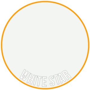 Energetic circular design with white star text and vibrant orange border on a minimal background.
