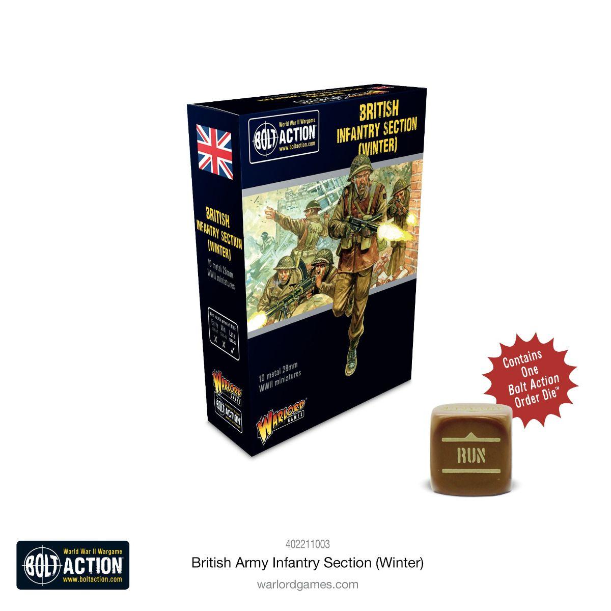 British Army Winter Infantry expansion for Bolt Action features detailed soldier miniatures and authentic gameplay.