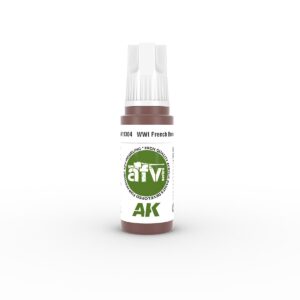 WWI French Brown paint by AK Interactive for modelers; easy-dispensing cap for precision application.