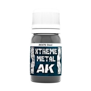 Xtreme Metal AK476 Steel paint for realistic finishes on models and miniatures.