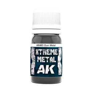 Sleek black Xtreme Metal Gun Metal paint for detailed model finishes.