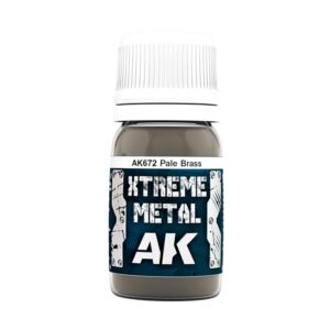 Xtreme Metal Pale Brass paint by AK for models and miniatures with superior metallic finish.