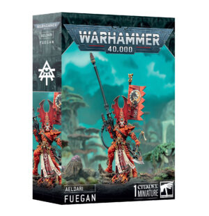 Aeldari Fuegan miniature model showcasing vibrant design and dynamic pose in Warhammer 40,000.