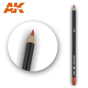 AK colored pencil in light rust: sleek design, bold branding, perfect for artistic precision.