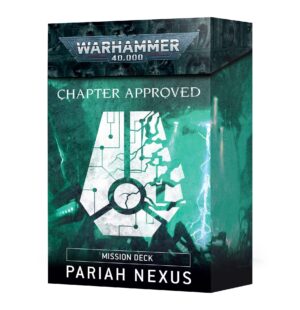 Warhammer 40K Pariah Nexus Mission Deck packaging featuring dark design and intricate emblem.