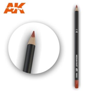 Sleek black barrel colored pencil with a smooth reddish-brown tip, ideal for artists.