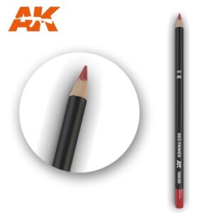 Sleek black and red colored pencil for artists, featuring precise sharpening and modern AK branding.