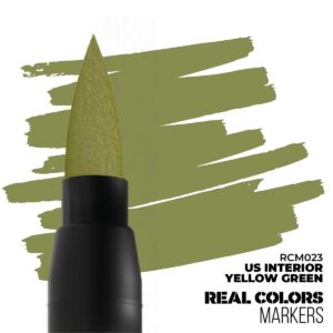 Sleek US Interior Yellow Green marker with dynamic brushstroke backdrop for creative artistry.