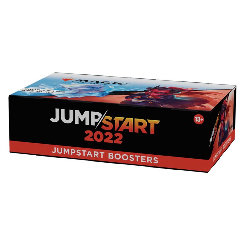 Jumpstart 2022 Trading Card Game Booster Box featuring vibrant design and dynamic illustrations for thrilling gameplay.