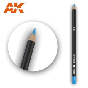 Sleek black colored pencil with vibrant light blue tip, ideal for artistic projects.