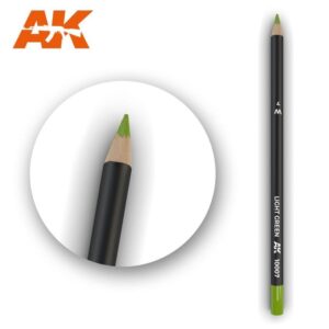 Bright light green pencil with black body, perfect for art and creative projects.