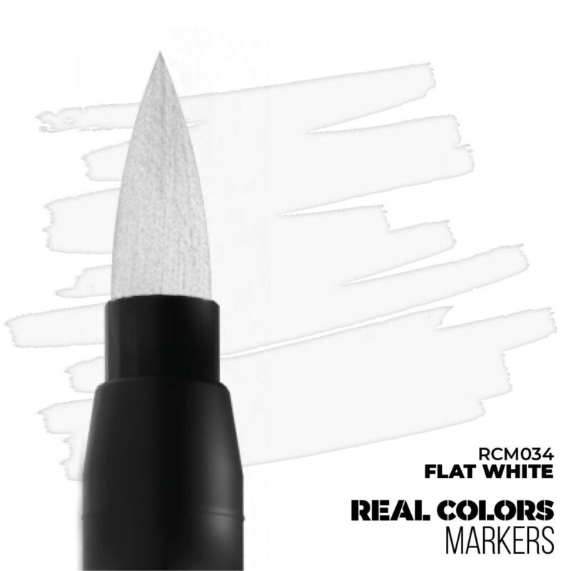 Flat White Marker by Real Colors: precision tool for versatile artistry and creative detail.