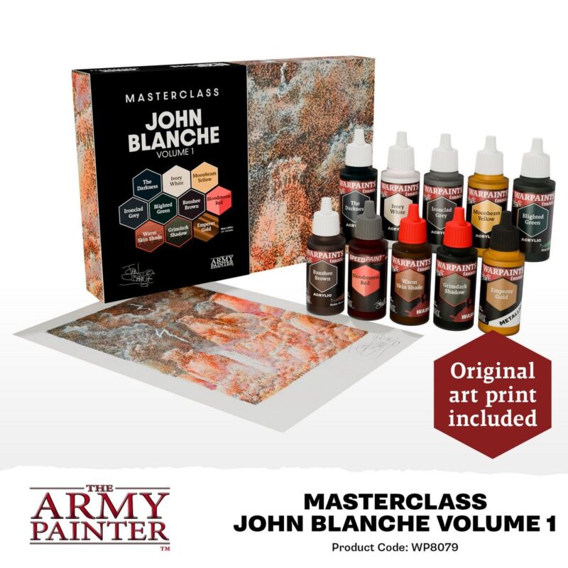 Masterclass John Blanche Painting Kit: vibrant paints and original art print for miniature enthusiasts.