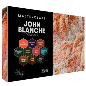 Sleek packaging for Masterclass with John Blanche: Volume 2 featuring vibrant color graphics.
