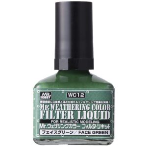 Mr. Weathering Color Face Green paint enhances model detailing for realistic effects.