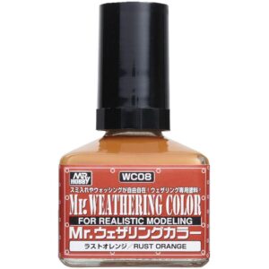 Mr. Weathering Color Rust Orange paint for authentic model weathering effects in scale modeling projects.