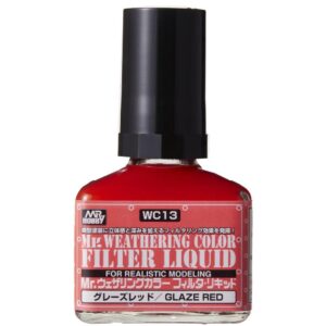 Mr. Weathering Glaze Red Filter Liquid for realistic weathering effects in miniature models.