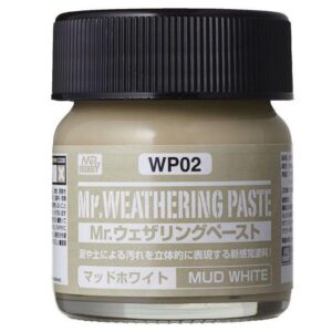 Mr. Weathering Paste Mud White jar for realistic detailing on scale models and miniatures.