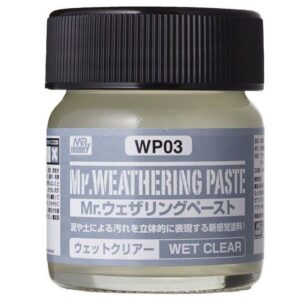Mr. Weathering Paste for models, offering a creamy texture and Wet Clear finish.