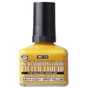 Mr. Weathering Yellow Filter Liquid for realistic model weathering effects and precision application.