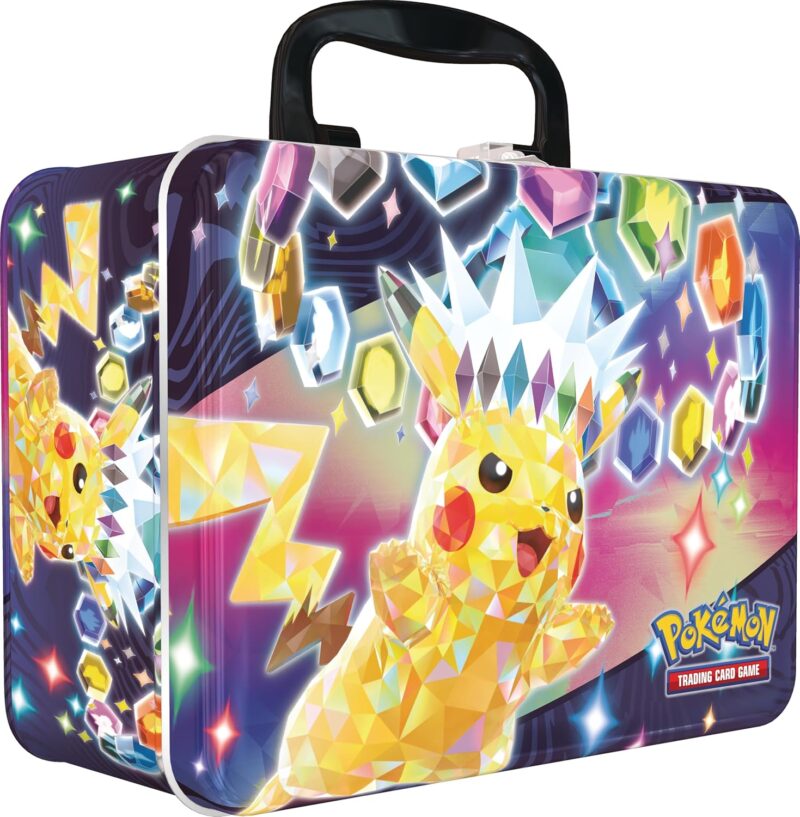 Vibrant Pikachu lunchbox with crystal effects and colorful design, perfect for Pokémon fans.