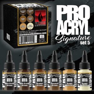 Pro Acryl Signature Set 5 paints by Monument Hobbies for vibrant miniature painting.