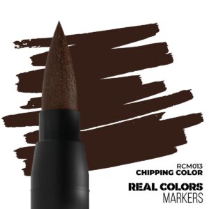Real Colors brown marker with Chipping Color brushstroke against a clean white background.