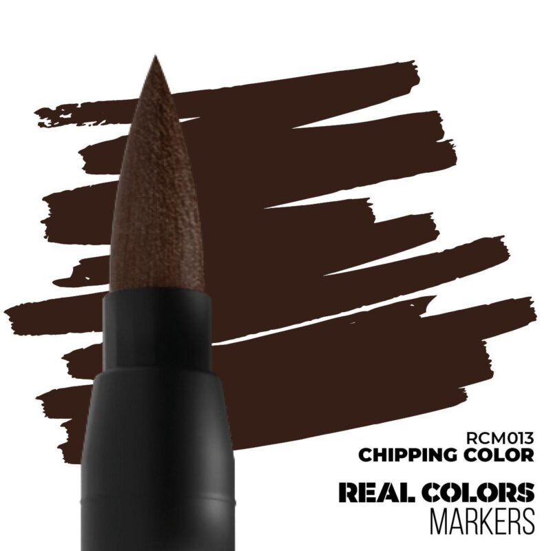 Real Colors brown marker with Chipping Color brushstroke against a clean white background.