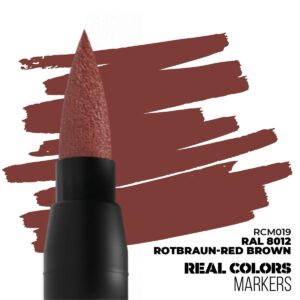 Precision Rotbraun lip nib, vibrant swatch, sleek matte finish, quality by REAL COLORS.