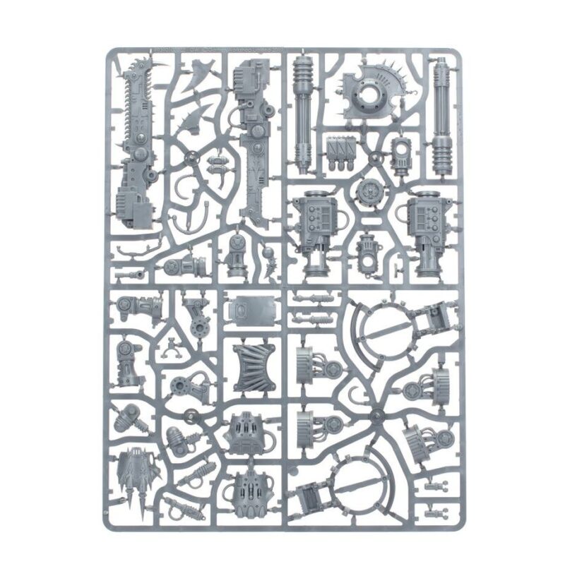 Intricate futuristic model sprue featuring detailed components for creative assembly and customization.